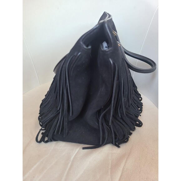 Yves Saint Laurent Black Leather Trois Clous Fringe Top Handle Tote Bag No Strap - Picture 6 of 16